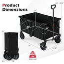 38 Inch 400 LBS Heavy-Duty Collapsible Wagon Cart with Adjustable Handle for Camping Garden-Black