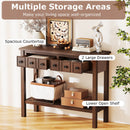 38 Inch Rustic Console Table with 2 Drawers and Bottom Open Shelf-Espresso