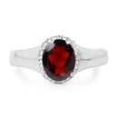 2.63 Carat Genuine Garnet and White Topaz .925 Sterling Silver Ring
