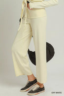 Umgee Cotton Viscose Folded Waistband Straight Leg Pants