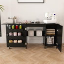 57.5" Foldable Sewing Machine Table with Storage & Casters