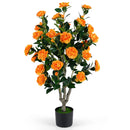 Artificial Camellia Tree 39.5" with Cement Pot