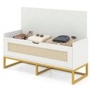 39.5" Rattan Storage Chest Wicker Shoe Bench with Padded Seat Flip-Top