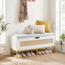 39.5" Rattan Storage Chest Wicker Shoe Bench with Padded Seat Flip-Top
