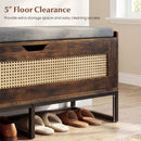 39.5" Rattan Storage Chest Wicker Shoe Bench with Padded Seat Flip-Top