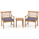 3 Piece Wood Patio Furniture Set with Seat Cushions and Acacia Wood Frame