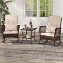 3 Pieces Rocking Bistro Set with 2-Tier Coffee Table