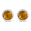 .925 Sterling Silver 6MM Bezel Set Created Purple Amethyst Solitaire Stud Earrings