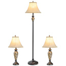 3-Piece Table and Floor Lamp Set with Linen Fabric Lamp Shades