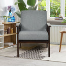 Solid Rubber Wood Fabric Accent Armchair