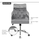 Tufted Upholstered Swivel Computer Desk Chair with Nailed Tri