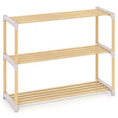 3-Tier Solid Wood Shoe Rack with Slatted Shelves