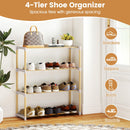 3-Tier Solid Wood Shoe Rack with Slatted Shelves