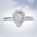 10K White Gold 3/8 Cttw Round-Cut Lab Grown Diamond Cluster Pear Promise Ring (G-H Color, VS2-SI1 Clarity) - Size 7