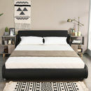 Full Size Faux Leather Upholstered Platform Bed Adjustable Headboard-Black