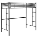 Twin Loft Bed Frame with 2 Ladders Full-length Guardrail