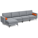 Modular L-shaped 4-Seat Sectional Sofa with Reversible Chaise and 2 USB Socket