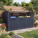 3-Bin Metal Trash Can Storage Shed with Flip-Up Lids for Yard