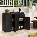 Outdoor PE Wicker Storage Cabinet with 3 Doors and Drawer