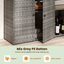 Outdoor PE Wicker Storage Cabinet with 3 Doors and Drawer