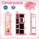 3 In 1 Kids Jewelry Cabinet Freestanding Jewelry Armoire with 3-Color Lighted Mirror
