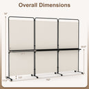 3-Panel Room Divider with Shelves 6 FT Tall Folding Privacy Screen with Lockable Wheels