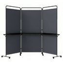 3-Panel Room Divider with Shelves 6 FT Tall Folding Privacy Screen with Lockable Wheels