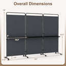 3-Panel Room Divider with Shelves 6 FT Tall Folding Privacy Screen with Lockable Wheels