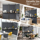 3-Panel Room Divider with Shelves 6 FT Tall Folding Privacy Screen with Lockable Wheels