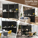 3-Panel Room Divider with Shelves 6 FT Tall Folding Privacy Screen with Lockable Wheels