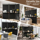 3-Panel Room Divider with Shelves 6 FT Tall Folding Privacy Screen with Lockable Wheels