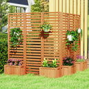 3-Panel Freestanding Garden Fence with 2 Planter Boxes - Yellow
