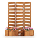 3-Panel Freestanding Garden Fence with 2 Planter Boxes - Yellow