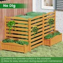 3-Panel Wood Air Conditioner Fence with Planter Box Freestanding Privacy Screen-Yellow