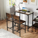 3 Piece Bar Table Set with Backrest and Footrest for Small Space