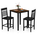 3-Piece Counter-Height Dining Table Set for 2 with Rubber Wood Frame and Footrest