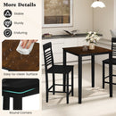3-Piece Counter-Height Dining Table Set for 2 with Rubber Wood Frame and Footrest