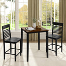 3-Piece Counter-Height Dining Table Set for 2 with Rubber Wood Frame and Footrest