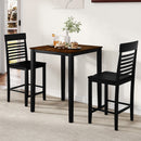3-Piece Counter-Height Dining Table Set for 2 with Rubber Wood Frame and Footrest