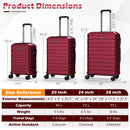 3-Piece Hardside Luggage Set Lightweight Hardside Suitcases with 8-Spinner Wheels