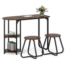 3-Piece Industrial Dining Table Set for Small Space