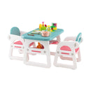 Kids Table and Chair Set with Building Blocks-Pink & Blue