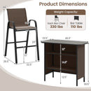 3 Piece Outdoor Bar Set with Footrest and 2-Tier Shelf