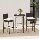 3 Piece Outdoor Bar Set Patio Heavy-Duty Metal Barstool and Table Set-White