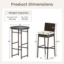 3 Piece Outdoor Bar Set Patio Heavy-Duty Metal Barstool and Table Set-White