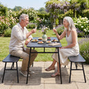 3-Piece Metal Patio Dining Set with Table and 2 Benches