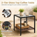 3-Piece Rocking Chair Patio Set with Glass Coffee Table