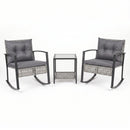 3-Piece Outdoor Rocking Chair Set with Coffee Table - Gray