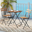 3 Piece Patio Acacia Wood Bistro Set with Slatted Seat and Tabletop