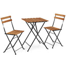 3 Piece Patio Acacia Wood Bistro Set with Slatted Seat and Tabletop